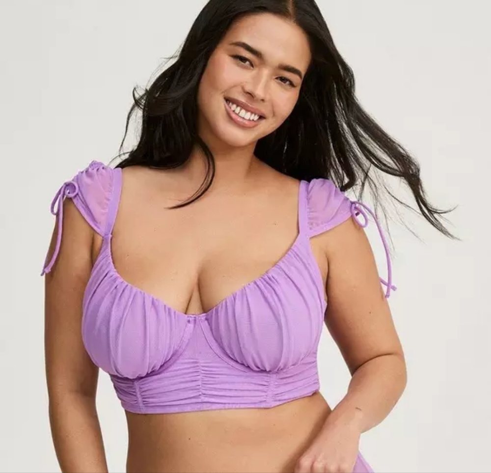 Torrid | Mesh Drawstring Cap Sleeve Unlined Underwire Longline Bralette | 3X